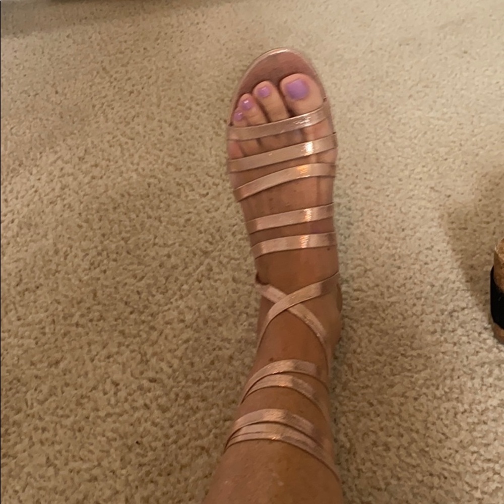 Rose gold flat sandals